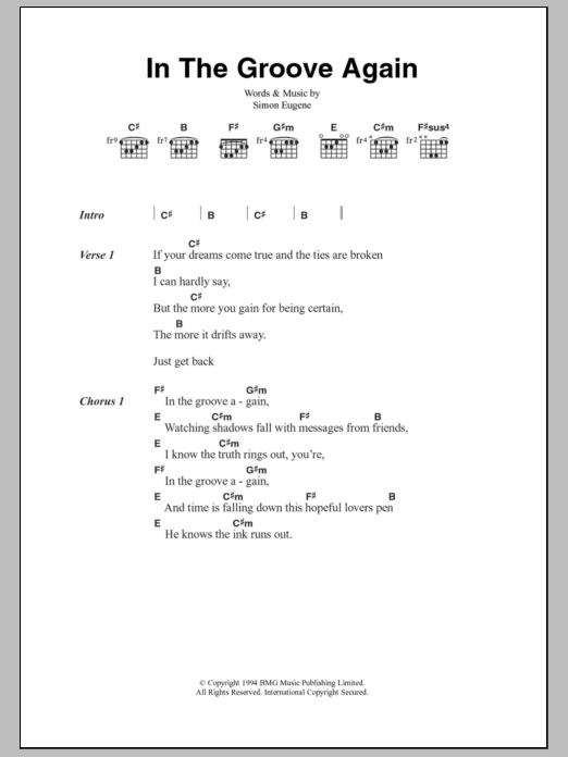 Out Of My Hair In The Groove Again sheet music notes and chords arranged for Guitar Chords/Lyrics