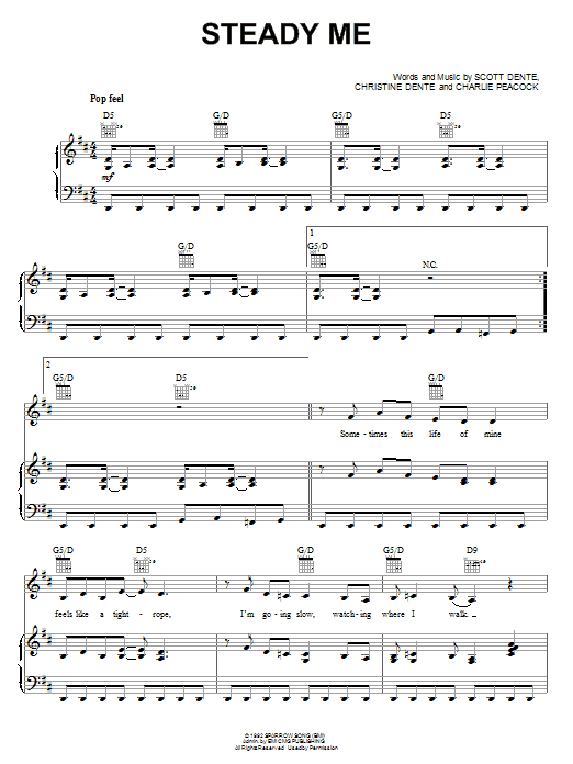 Out Of The Grey Steady Me sheet music notes and chords arranged for Piano, Vocal & Guitar Chords (Right-Hand Melody)