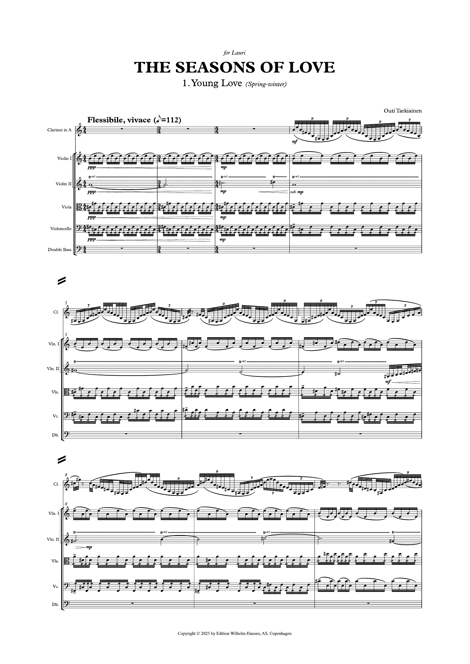 Outi Tarkiainen The Seasons Of Love sheet music notes and chords arranged for String Ensemble