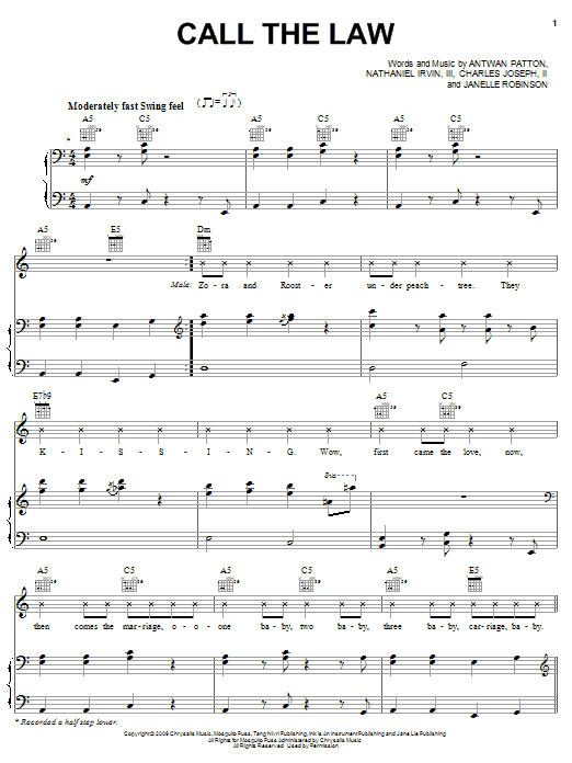 OutKast Call The Law sheet music notes and chords arranged for Piano, Vocal & Guitar Chords (Right-Hand Melody)