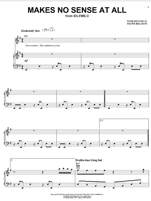 OutKast Makes No Sense At All sheet music notes and chords arranged for Piano, Vocal & Guitar Chords (Right-Hand Melody)