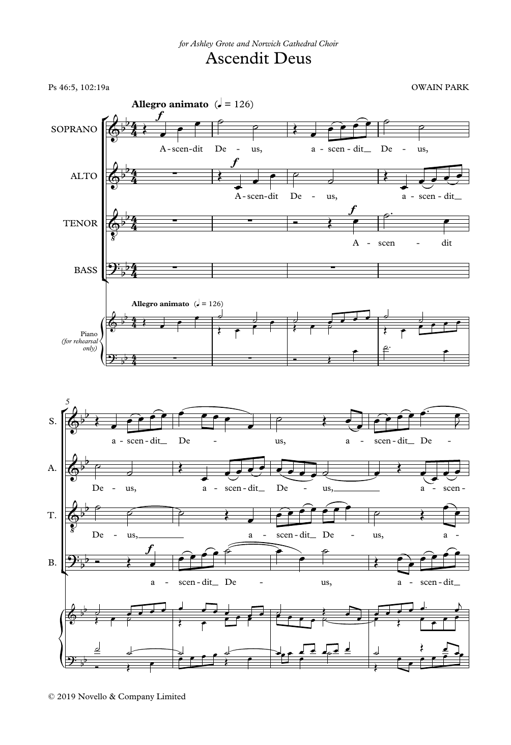 Owain Park Ascendit Deus sheet music notes and chords arranged for SATB Choir