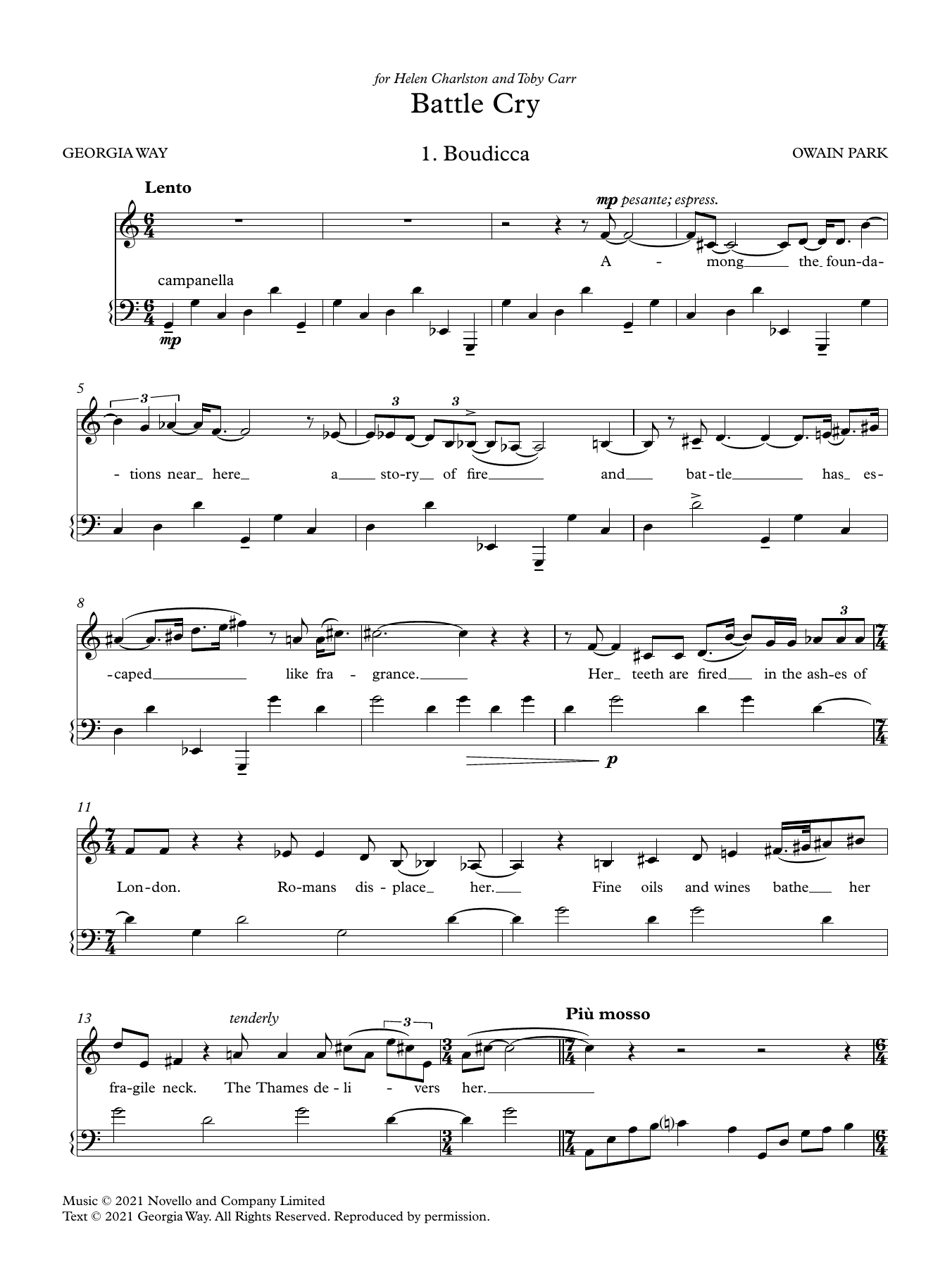 Owain Park Battle Cry sheet music notes and chords arranged for Piano, Vocal & Guitar Chords (Right-Hand Melody)