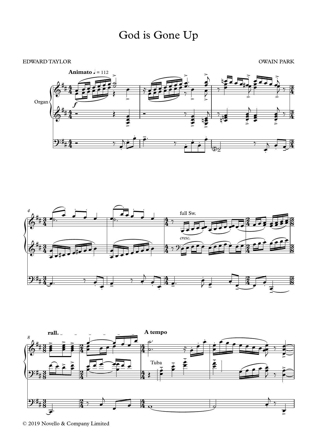 Owain Park God Is Gone Up sheet music notes and chords arranged for SATB Choir