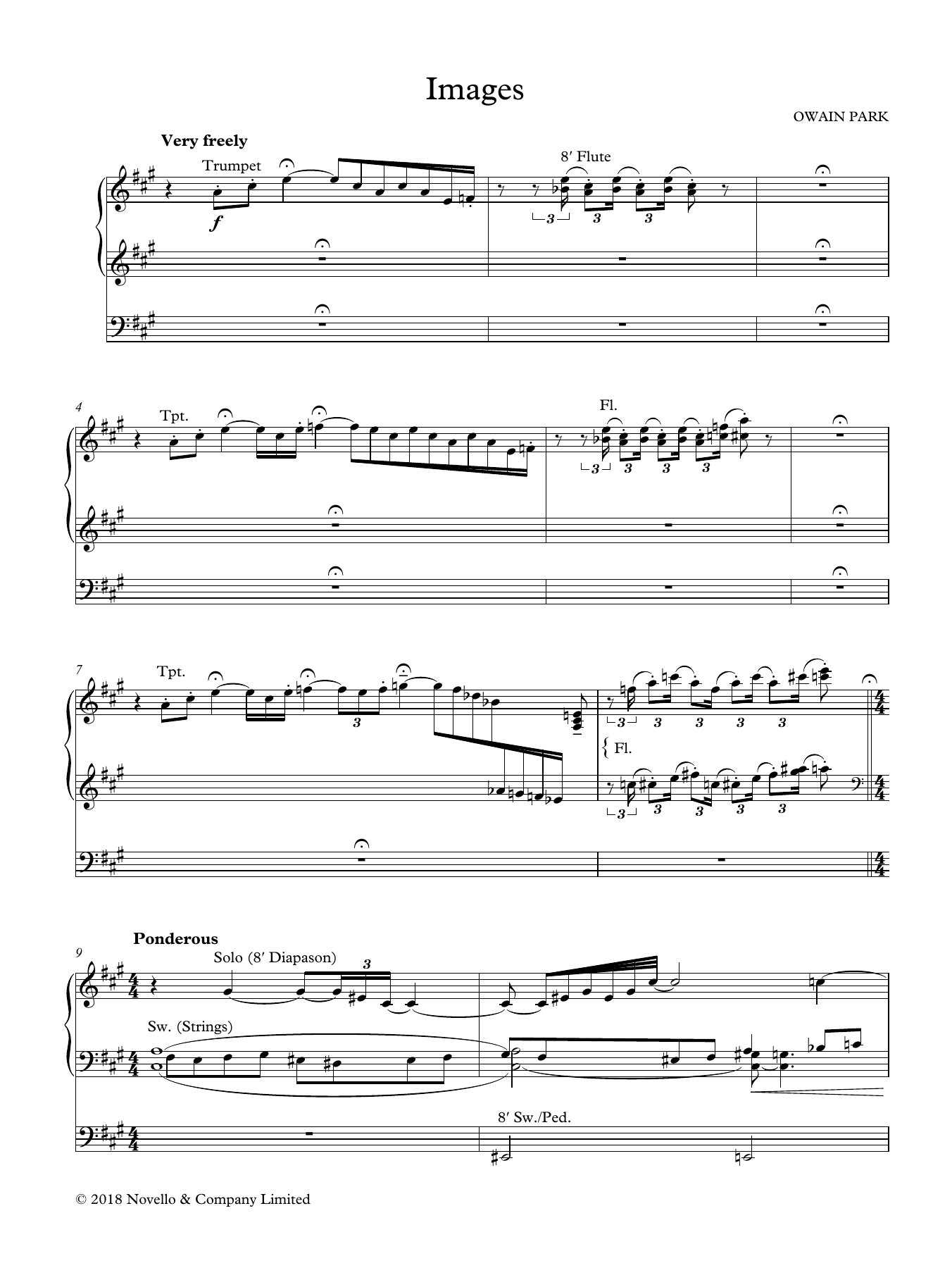 Owain Park Images sheet music notes and chords arranged for Organ