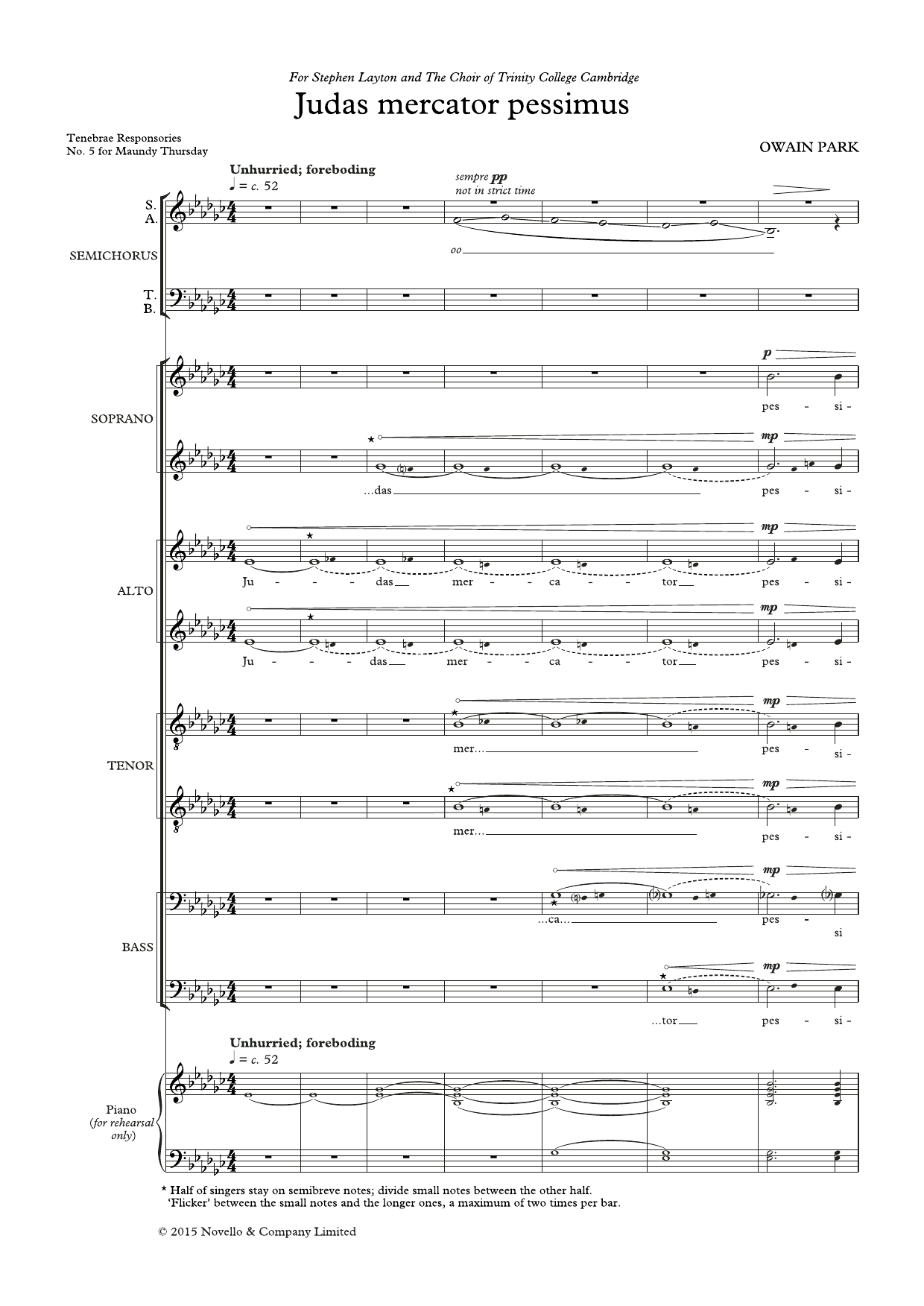 Owain Park Judas Mercator Pessimus sheet music notes and chords arranged for SATB Choir