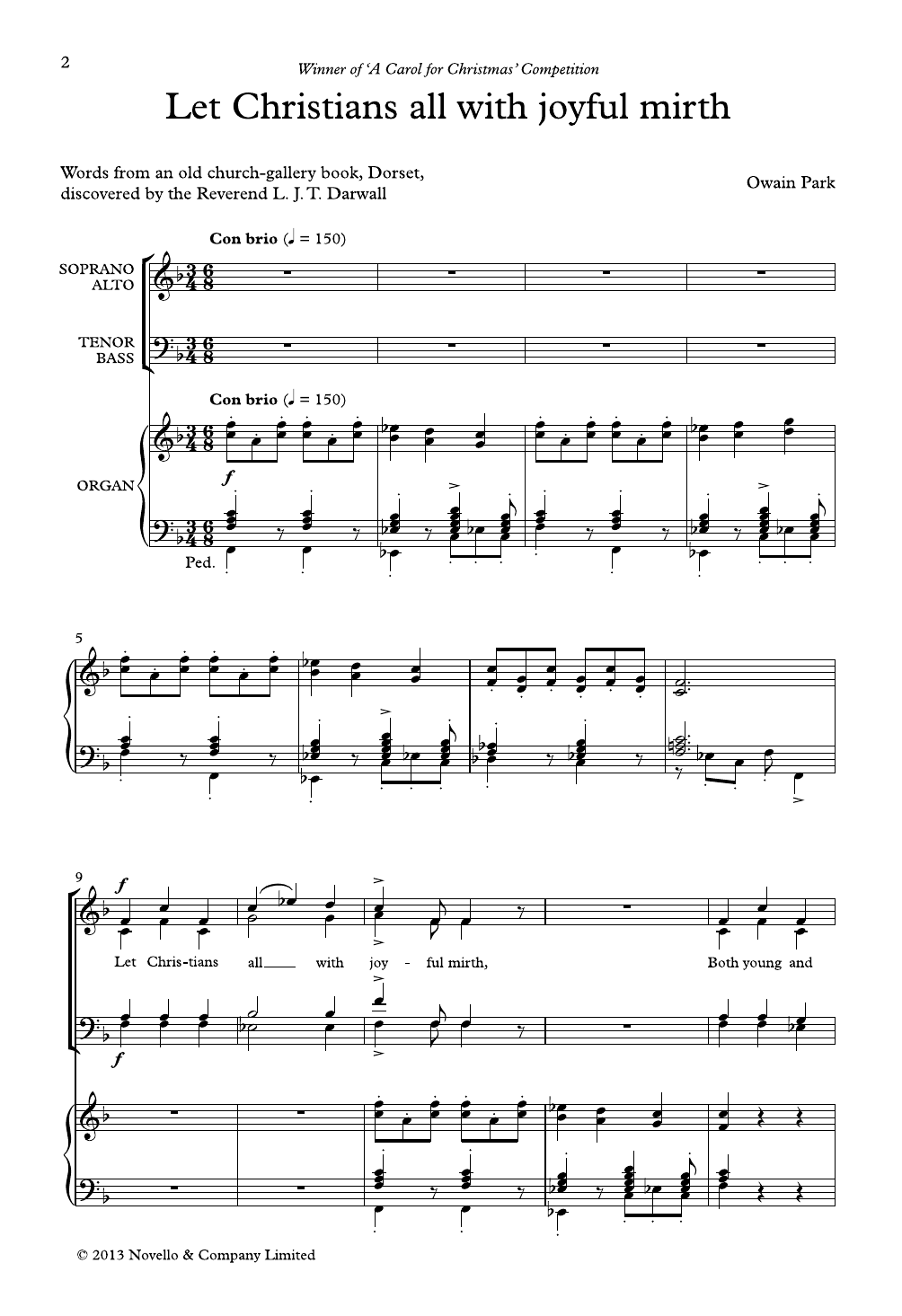 Owain Park Let Christians All With Joyful Mirth sheet music notes and chords arranged for SATB Choir