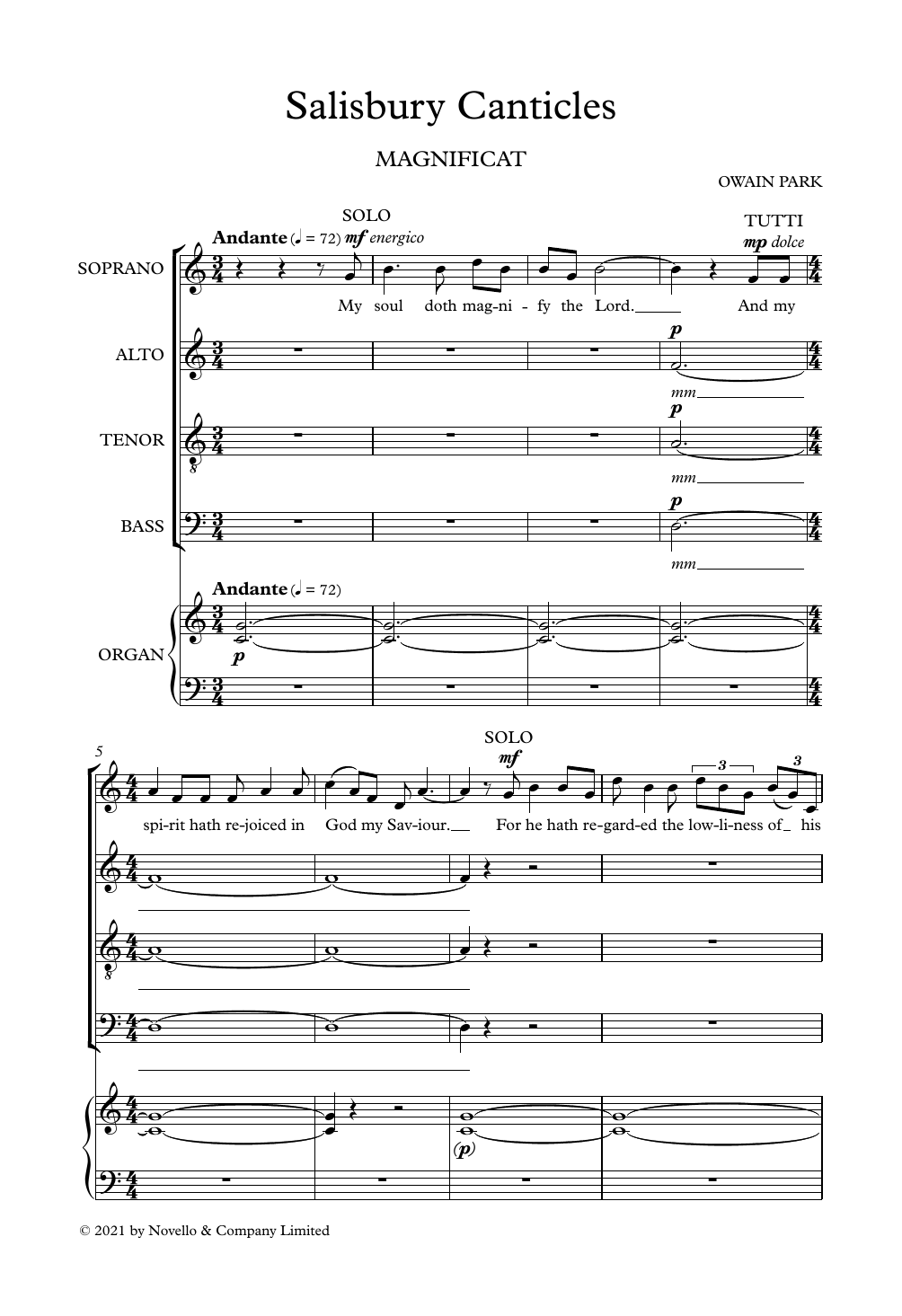 Owain Park Salisbury Canticles sheet music notes and chords arranged for SATB Choir