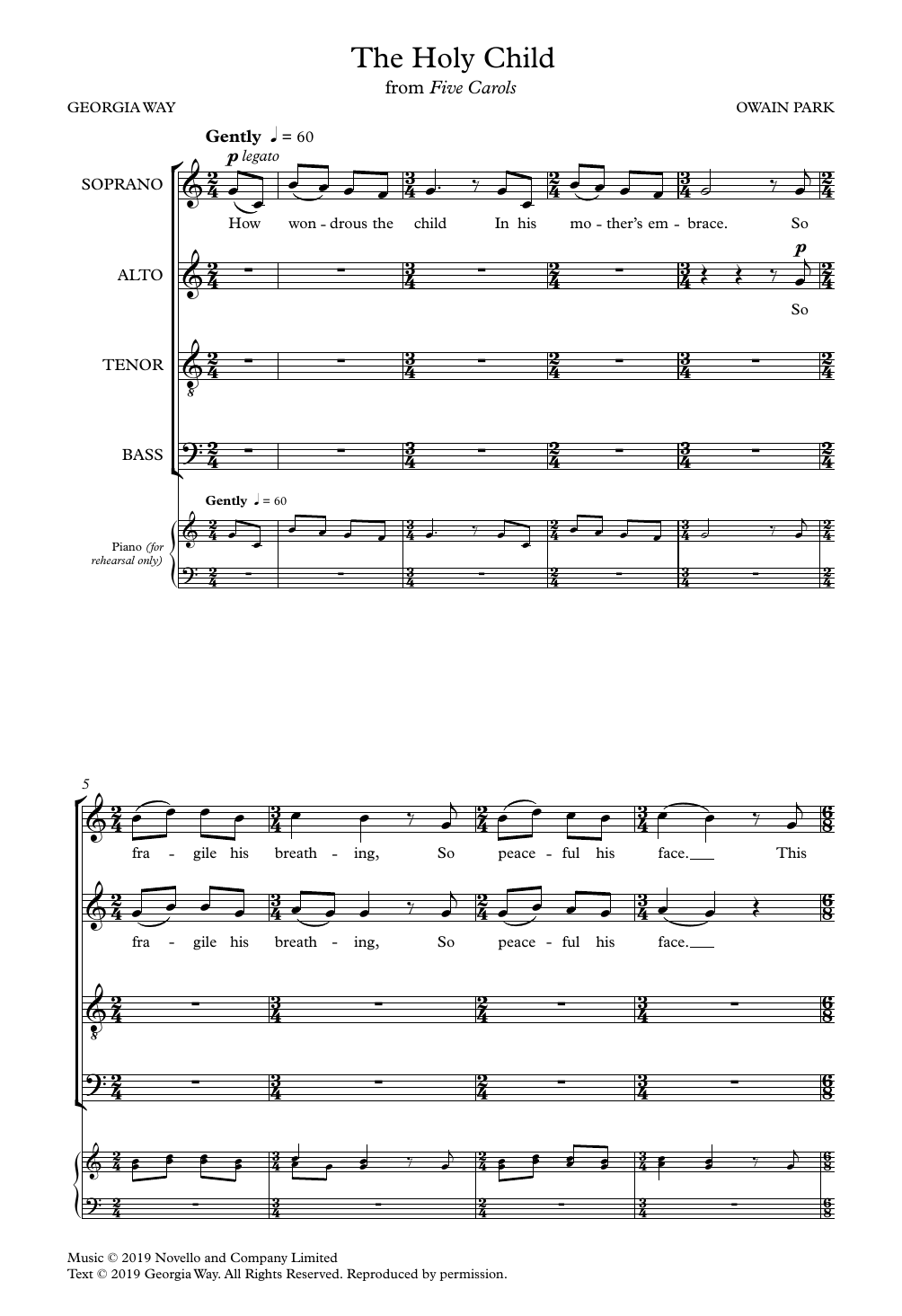 Owain Park The Holy Child sheet music notes and chords arranged for SATB Choir