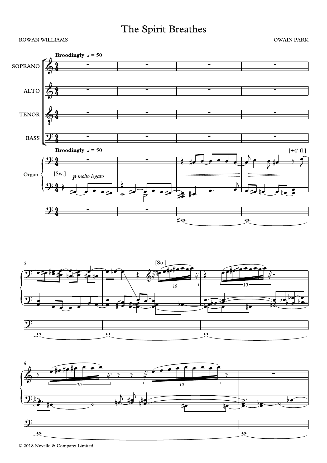 Owain Park The Spirit Breathes sheet music notes and chords arranged for SATB Choir