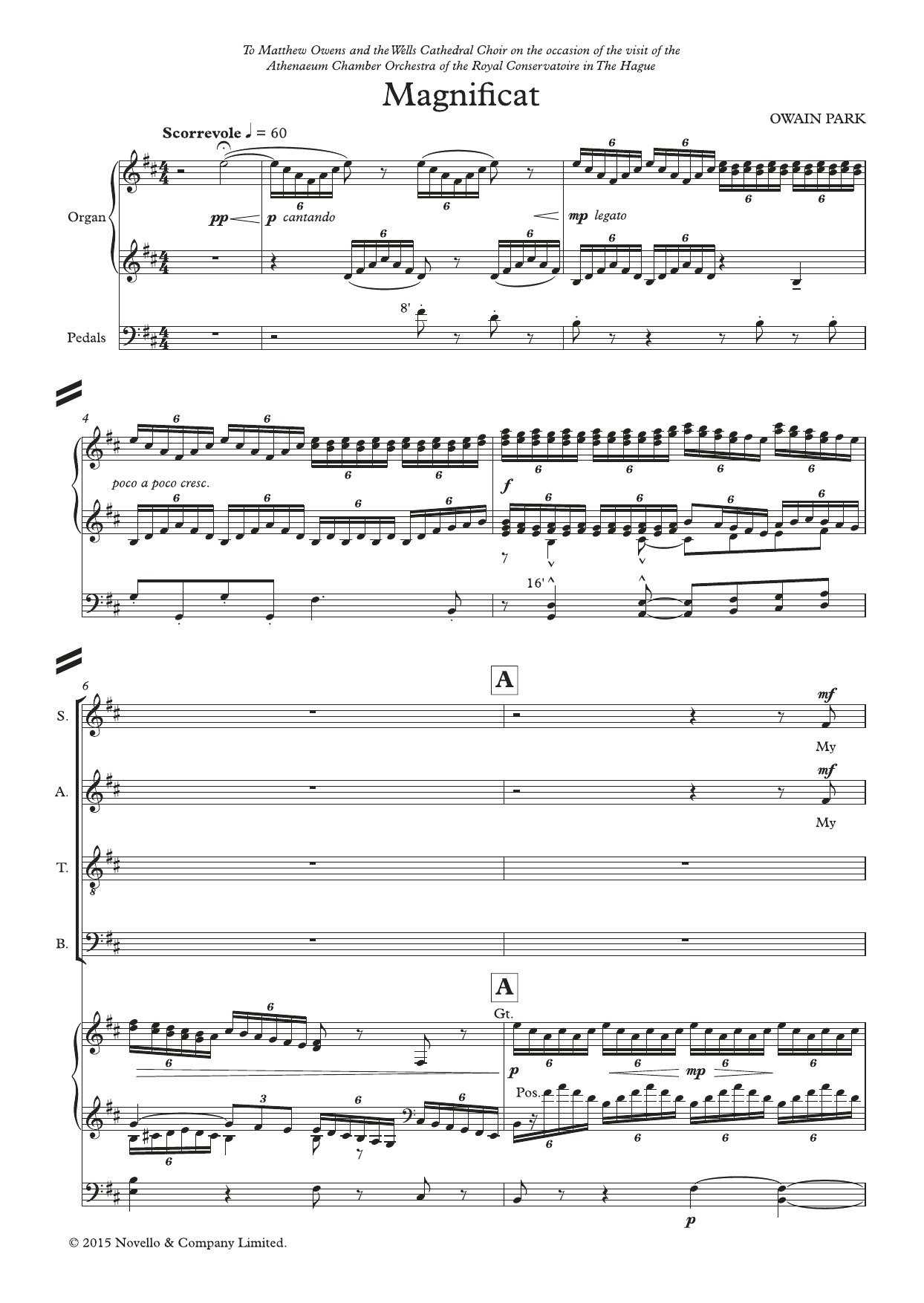 Owain Park The Wells Service sheet music notes and chords arranged for Choir