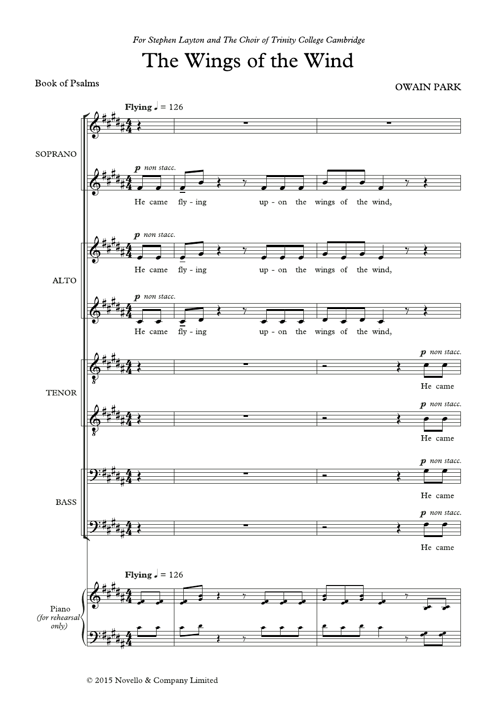 Owain Park The Wings Of The Wind sheet music notes and chords arranged for SATB Choir