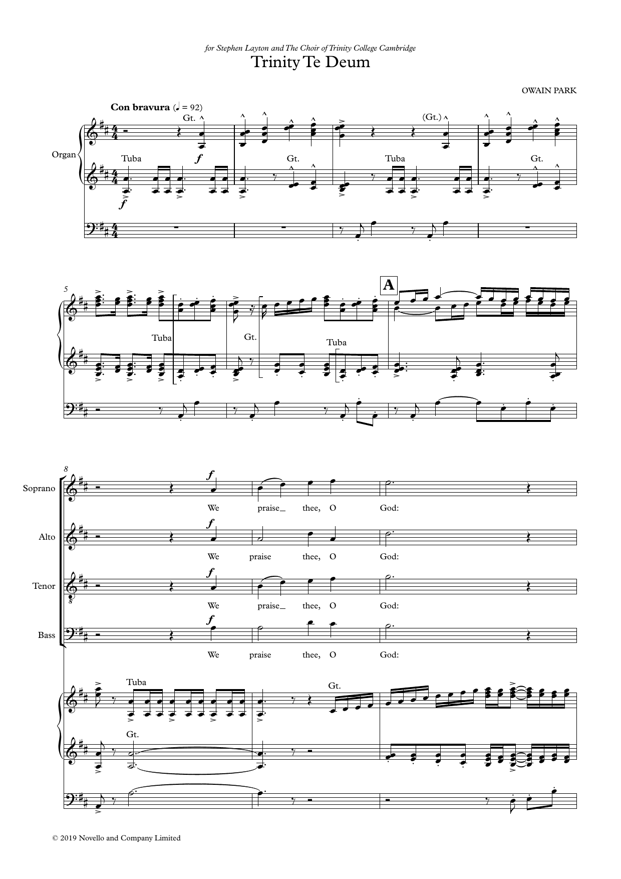 Owain Park Trinity Te Deum sheet music notes and chords arranged for SATB Choir