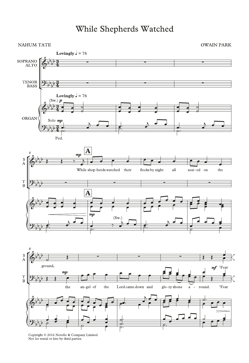 Owain Park While Shepherds Watched sheet music notes and chords arranged for SATB Choir