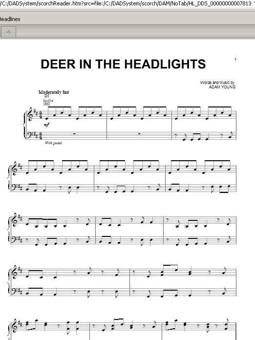 Owl City Deer In The Headlights sheet music notes and chords arranged for Piano, Vocal & Guitar Chords (Right-Hand Melody)