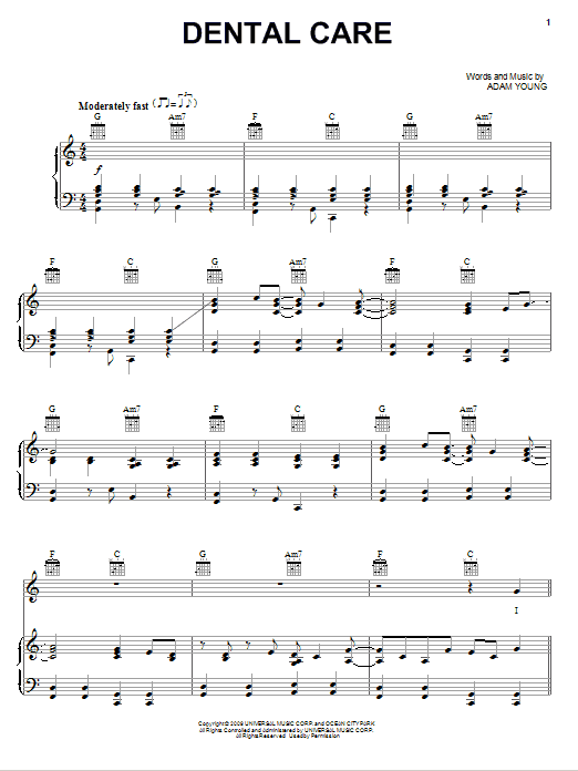 Owl City Dental Care sheet music notes and chords arranged for Easy Piano