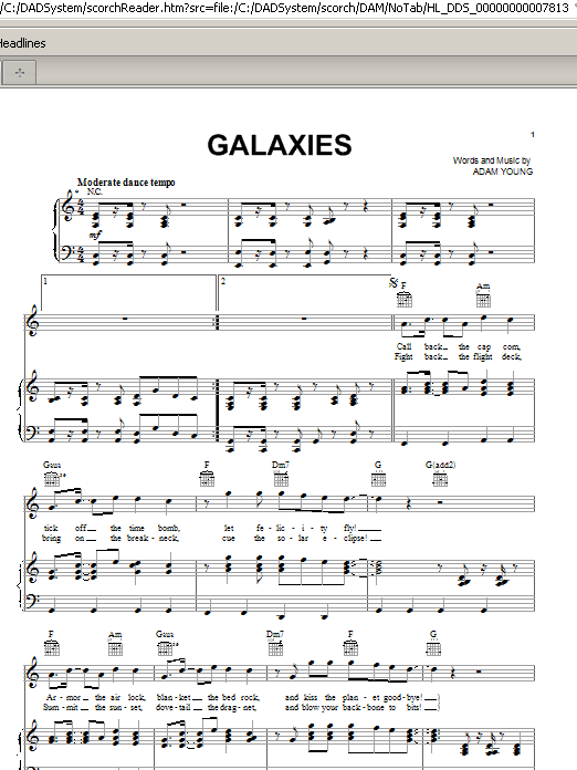 Owl City Galaxies sheet music notes and chords arranged for Piano, Vocal & Guitar Chords (Right-Hand Melody)