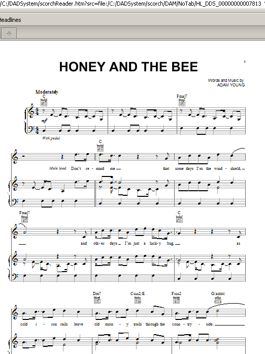 Owl City Honey And The Bee sheet music notes and chords arranged for Piano, Vocal & Guitar Chords (Right-Hand Melody)