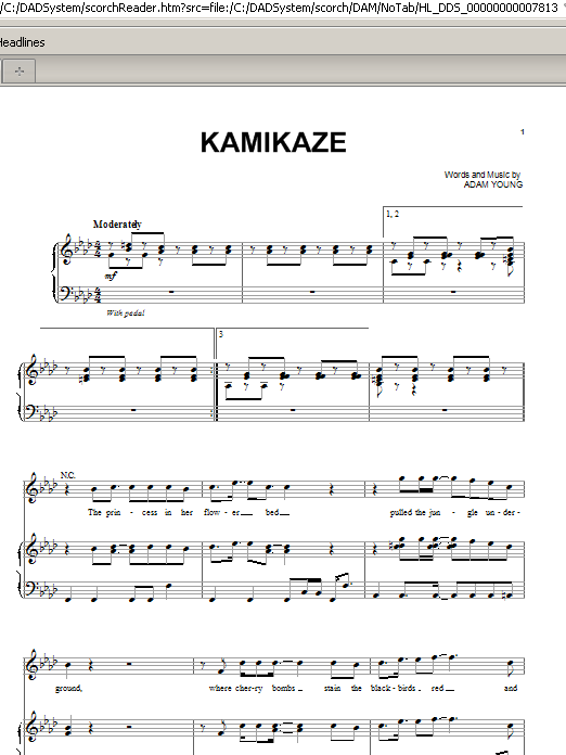 Owl City Kamikaze sheet music notes and chords arranged for Piano, Vocal & Guitar Chords (Right-Hand Melody)