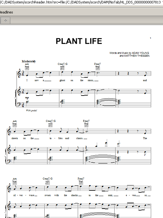 Owl City Plant Life sheet music notes and chords arranged for Piano, Vocal & Guitar Chords (Right-Hand Melody)