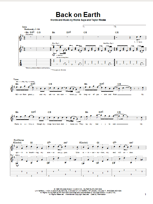 Ozzy Osbourne Back On Earth sheet music notes and chords arranged for Guitar Tab