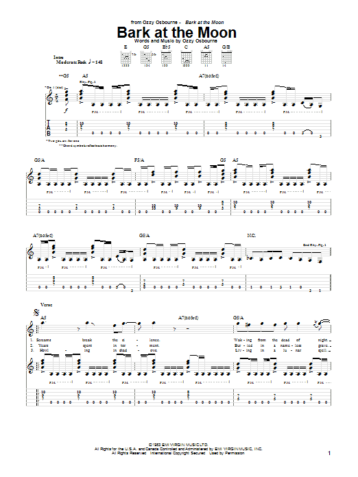 Ozzy Osbourne Bark At The Moon sheet music notes and chords arranged for Drums Transcription