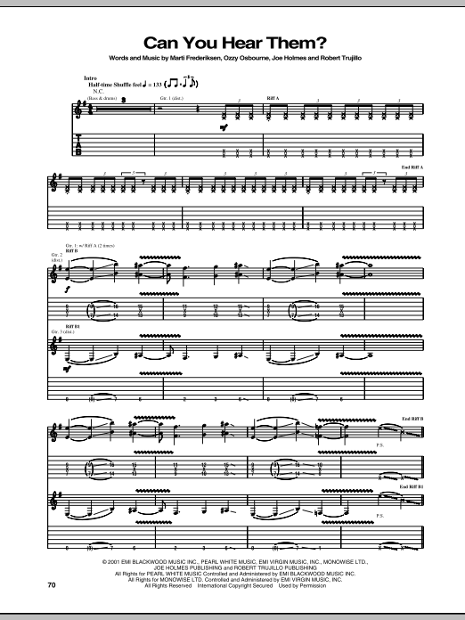 Ozzy Osbourne Can You Hear Them? sheet music notes and chords arranged for Guitar Tab