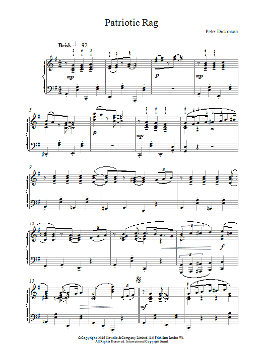 P Dickinson Patriotic Rag sheet music notes and chords. Download Printable PDF.