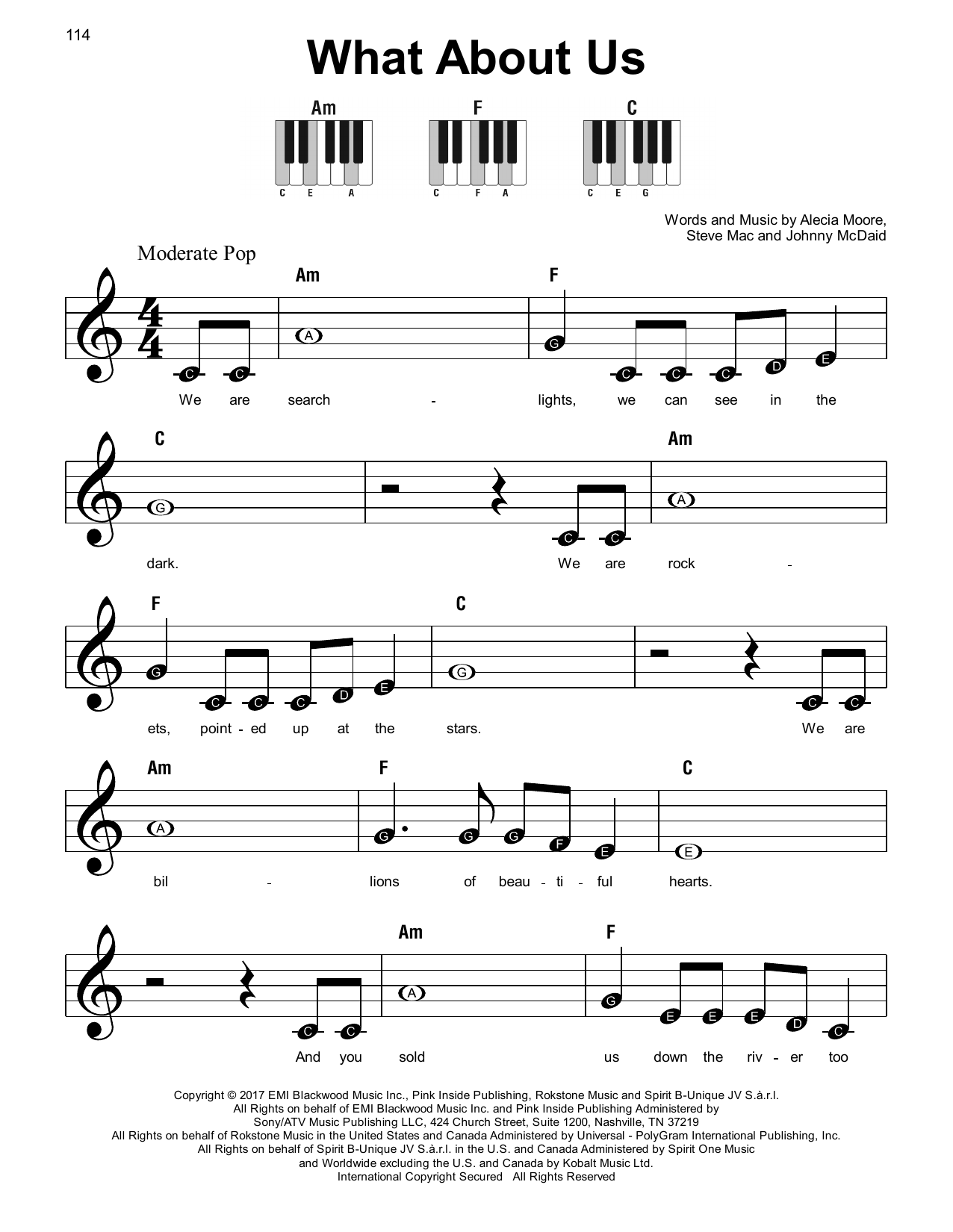 P!nk What About Us sheet music notes and chords arranged for Clarinet Solo