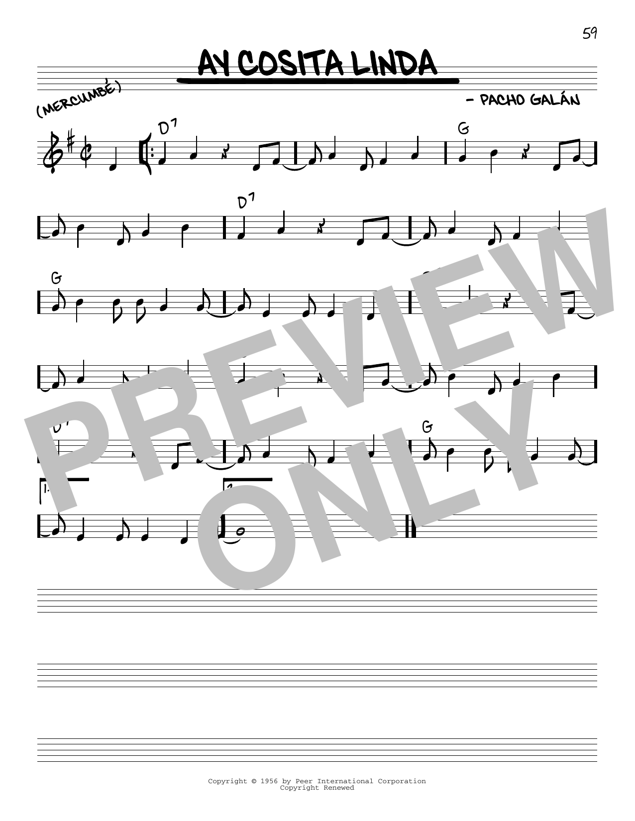 Pacho Galan Ay Cosita Linda sheet music notes and chords arranged for Real Book – Melody & Chords