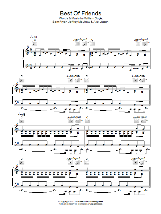 Palma Violets Best Of Friends sheet music notes and chords arranged for Piano, Vocal & Guitar Chords