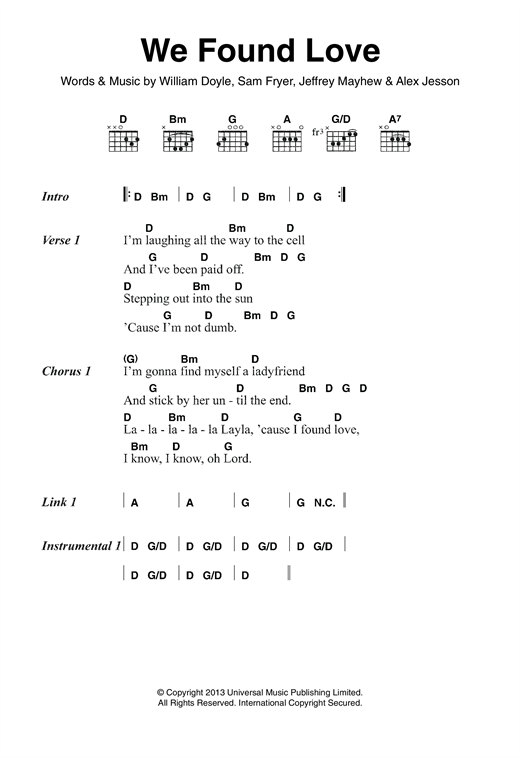 Palma Violets We Found Love sheet music notes and chords arranged for Guitar Chords/Lyrics