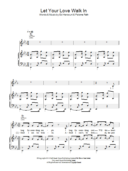 Paloma Faith Let Your Love Walk In sheet music notes and chords arranged for Piano, Vocal & Guitar Chords