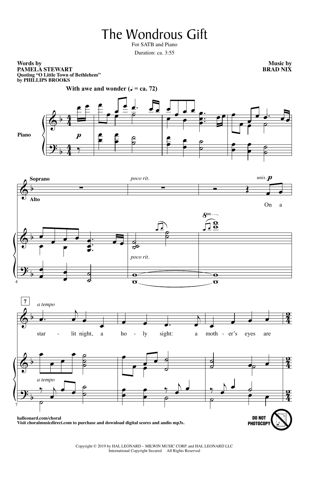 Pamela Stewart & Brad Nix The Wondrous Gift sheet music notes and chords arranged for SATB Choir