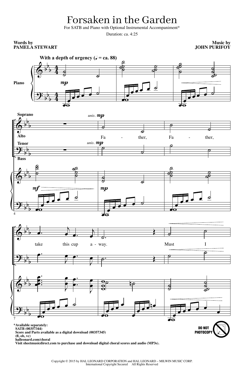 Pamela Stewart and John Purifoy Forsaken In The Garden sheet music notes and chords arranged for SATB Choir