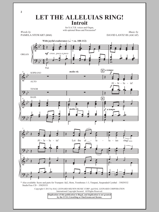 Pamela Stewart Let The Alleluias Ring! (Introit And Benediction) sheet music notes and chords arranged for SATB Choir