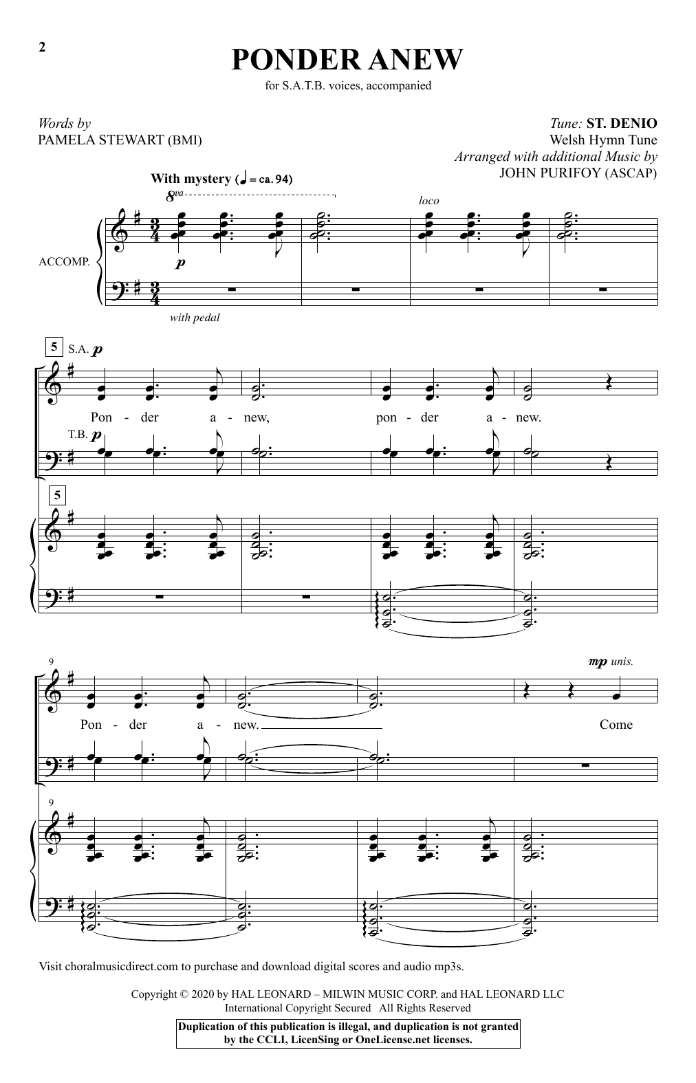 Pamela Stewart Ponder Anew (arr. John Purifoy) sheet music notes and chords arranged for SATB Choir