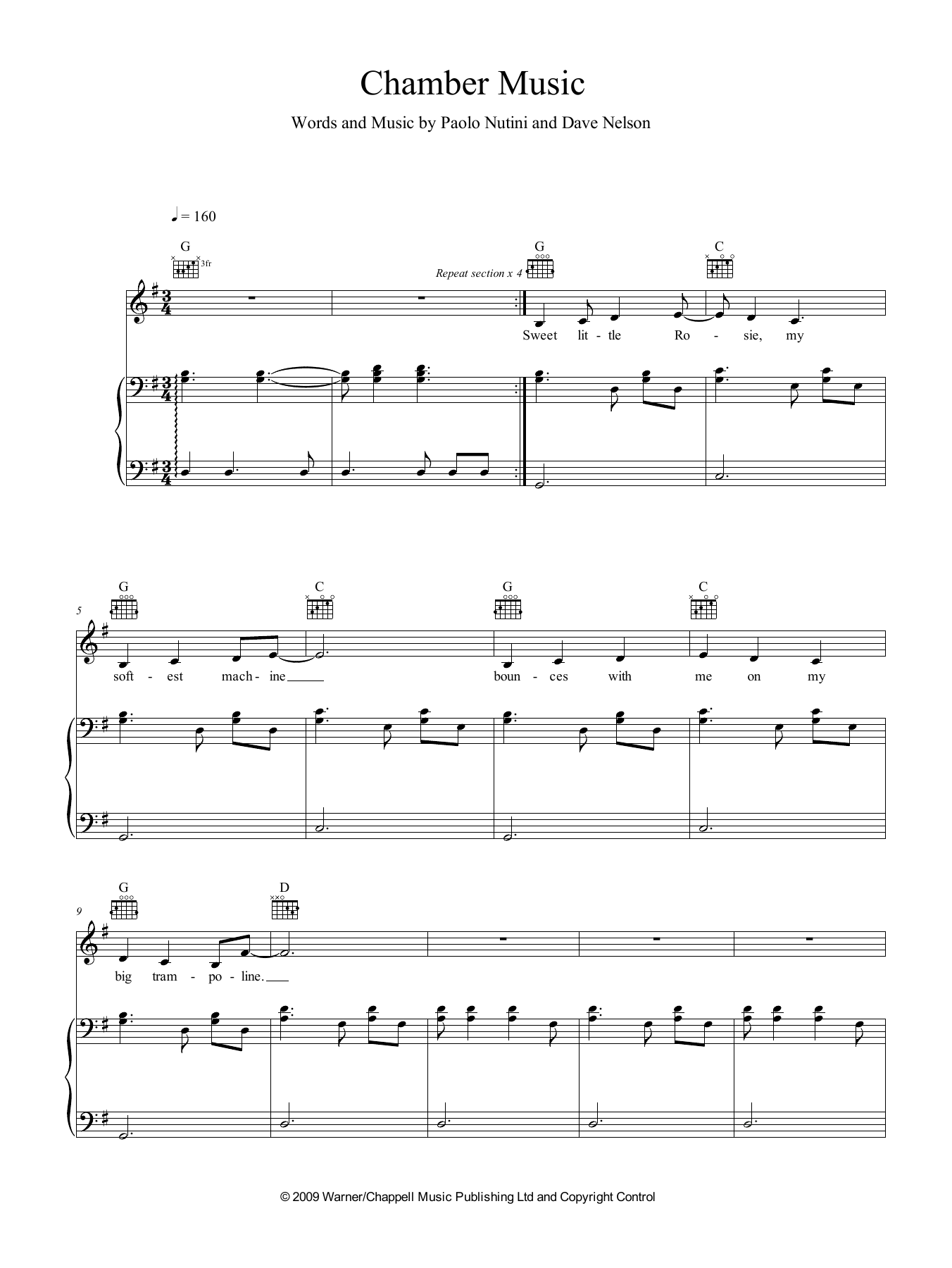 Paolo Nutini Chamber Music sheet music notes and chords arranged for Piano, Vocal & Guitar Chords (Right-Hand Melody)