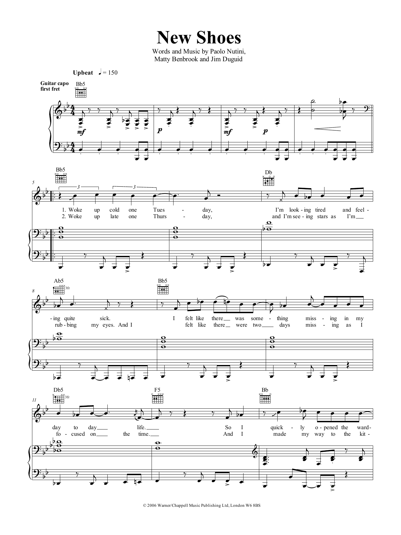 Paolo Nutini New Shoes sheet music notes and chords arranged for Piano, Vocal & Guitar Chords (Right-Hand Melody)