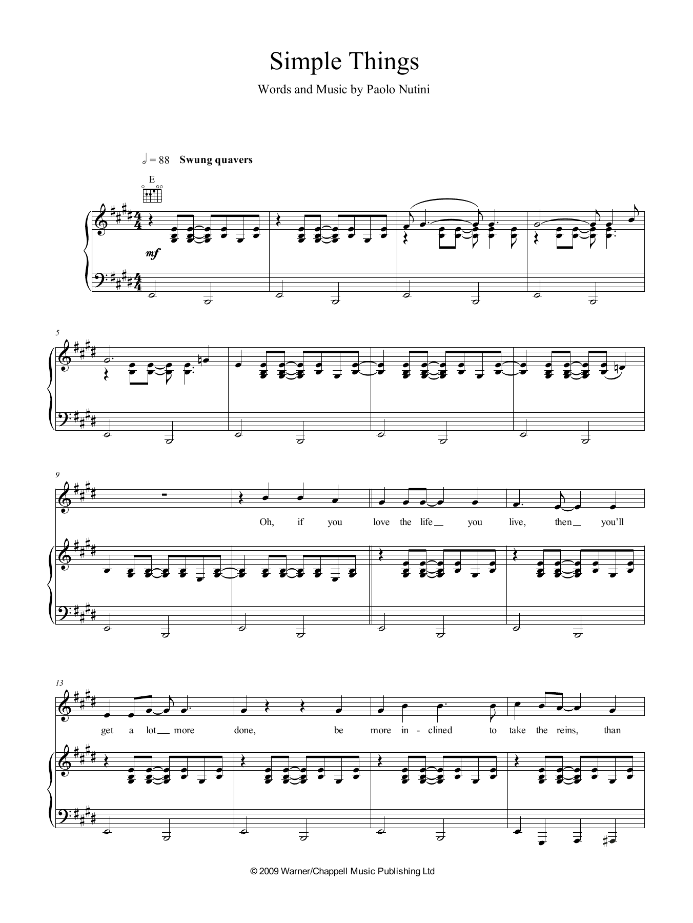 Paolo Nutini Simple Things sheet music notes and chords arranged for Piano, Vocal & Guitar Chords (Right-Hand Melody)