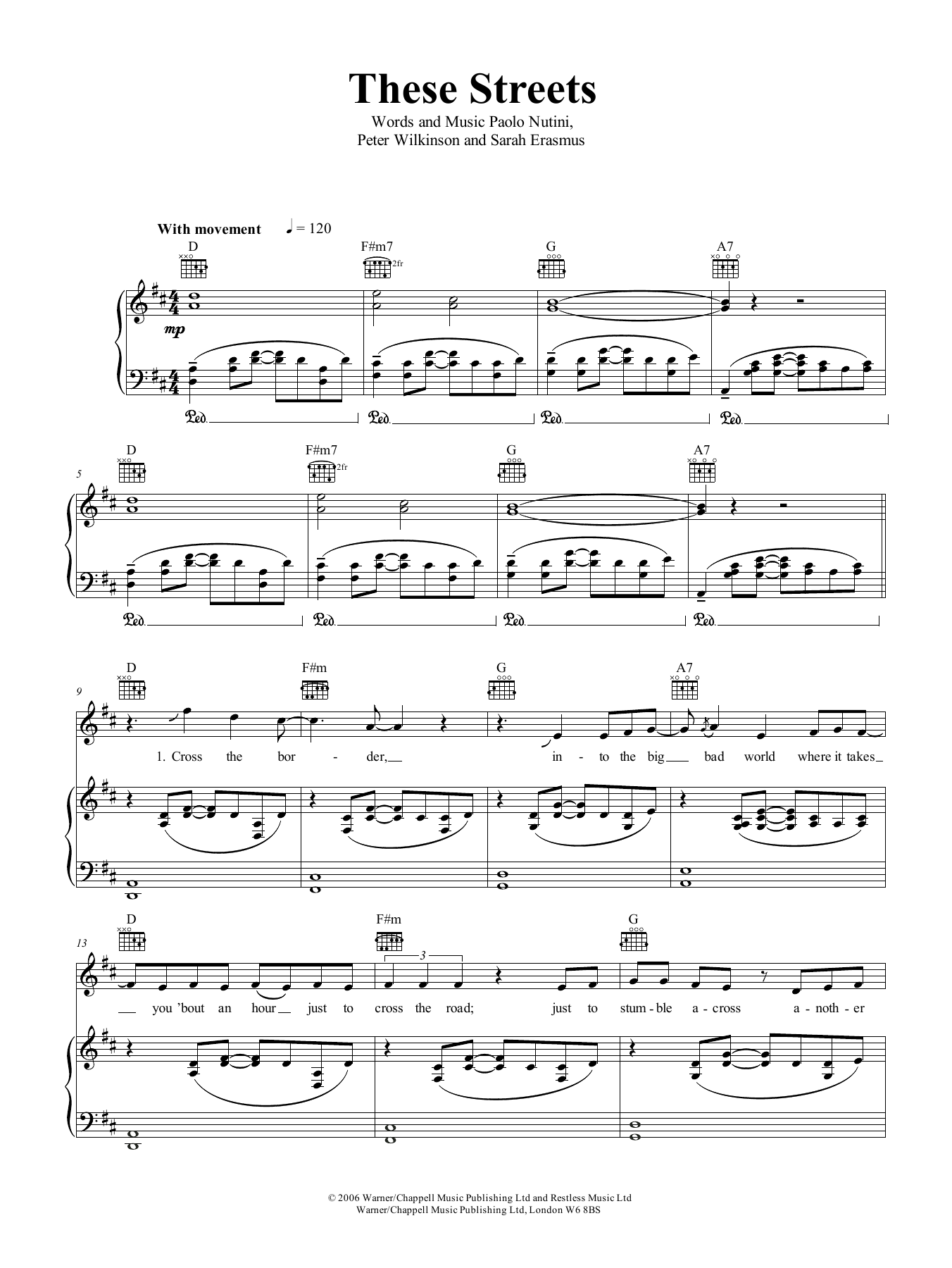 Paolo Nutini These Streets sheet music notes and chords arranged for Piano, Vocal & Guitar Chords (Right-Hand Melody)