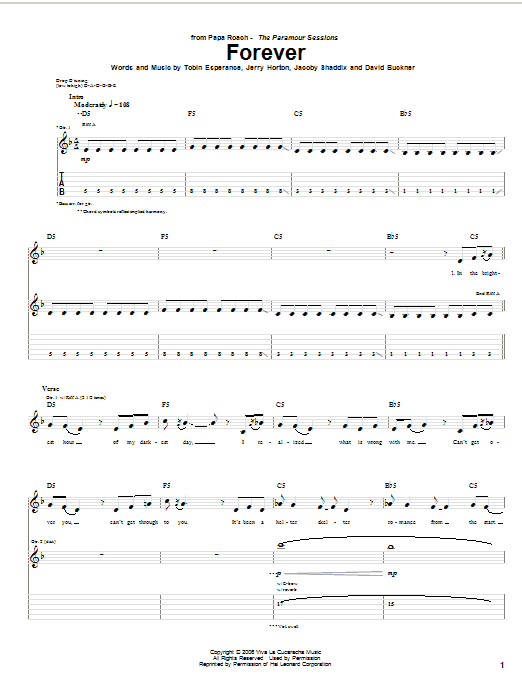 Papa Roach Forever sheet music notes and chords arranged for Piano, Vocal & Guitar Chords (Right-Hand Melody)