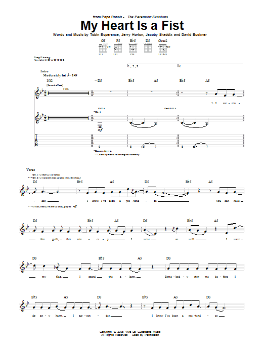 Papa Roach My Heart Is A Fist sheet music notes and chords arranged for Guitar Tab