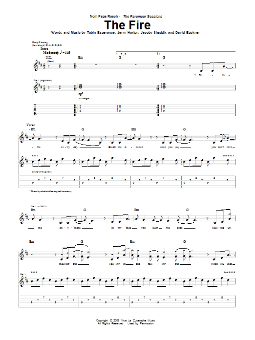 Papa Roach The Fire sheet music notes and chords arranged for Guitar Tab