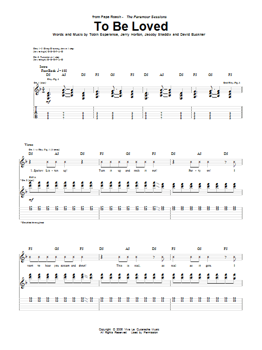 Papa Roach To Be Loved sheet music notes and chords arranged for Guitar Tab
