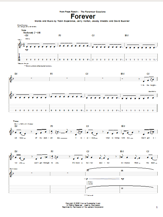Papa Roach Forever sheet music notes and chords arranged for Guitar Tab