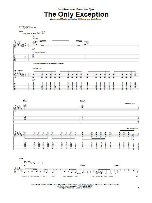 Paramore The Only Exception sheet music notes and chords arranged for Ukulele