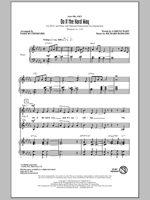 Paris Rutherford Do It The Hard Way (from Pal Joey) sheet music notes and chords arranged for SSA Choir