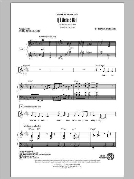 Paris Rutherford If I Were A Bell sheet music notes and chords arranged for SATB Choir