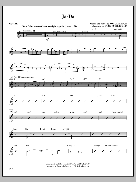 Paris Rutherford Ja-Da - Guitar sheet music notes and chords arranged for Choir Instrumental Pak
